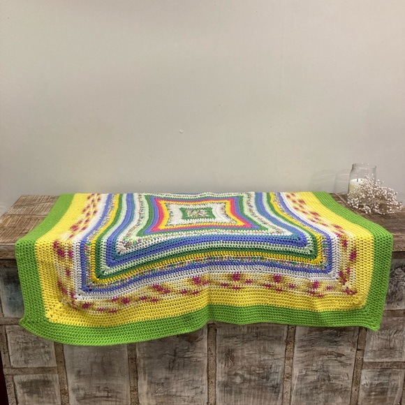 Small Handmade Crochet Blanket 45” x 47” Multicolor - Picture 10 of 16